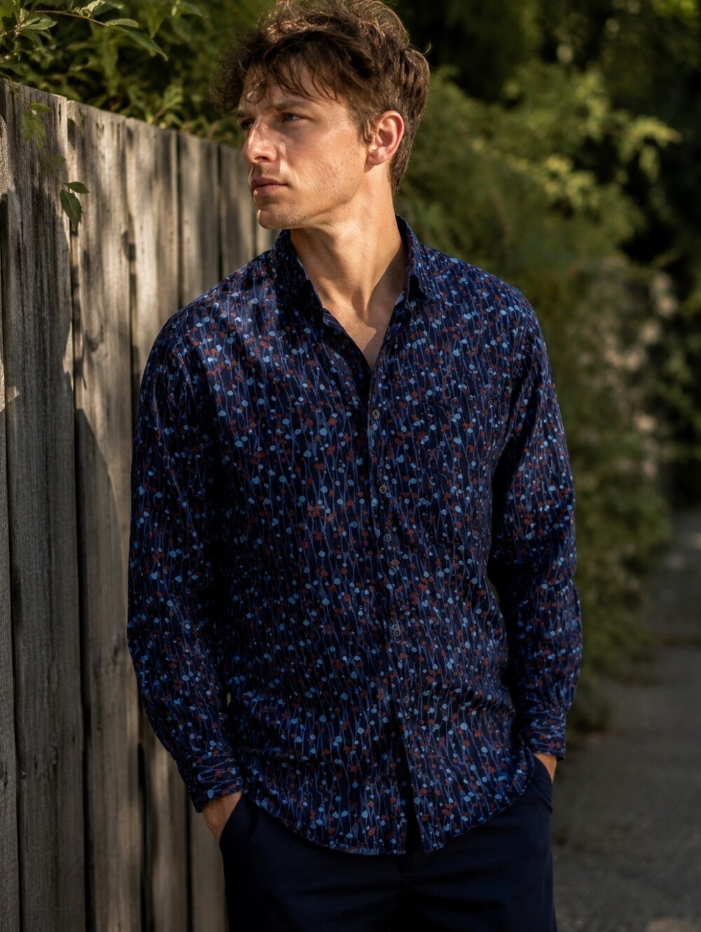 NORSE PROJECTS • ANTON SHIRT BRANCH CAMO DARK INDIGO